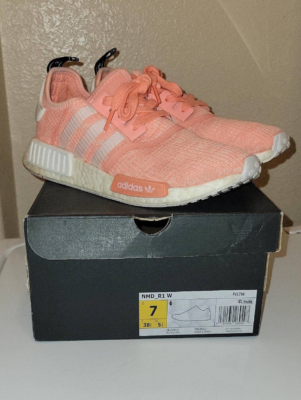 Adidas Peach Pink Knit NMD_R1 Women's Sneakers